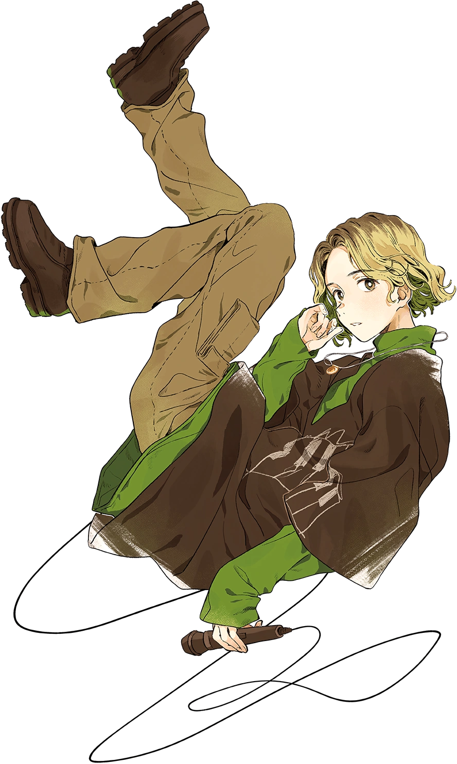 Po-uta's official art, depicting it floating, holding a microphone, and looking a little uncertain.